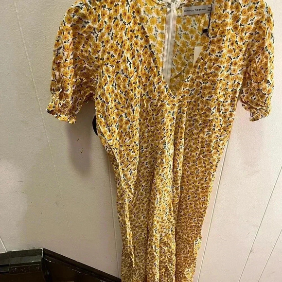 NWT FAITHFULL THE BRAND Ari Floral Midi Dress Yellow 4 S - Picture 5 of 7